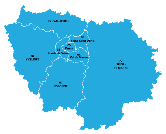Carte des interventions en Île-de-France